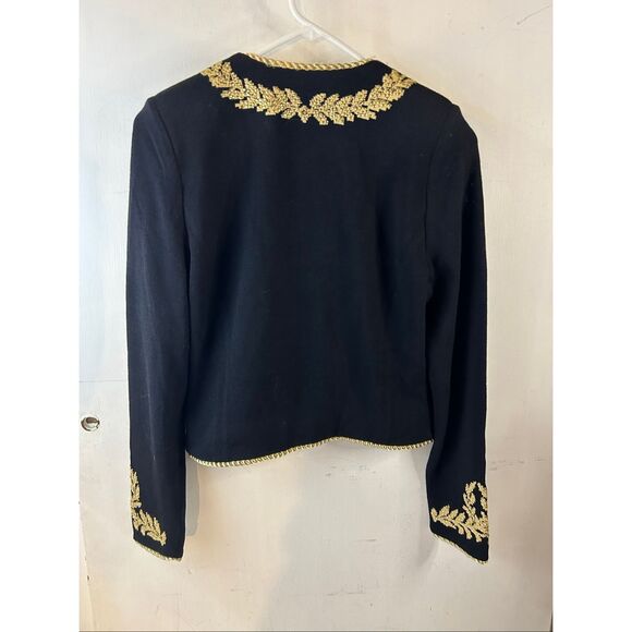 St.John Evening Collection Jacket  Marie Gray size 4 Black embroidered Gold Sant - Picture 4 of 9